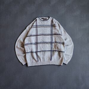 Vintage Liberty Sweaters Grey Acrylic Knit Sweater XL